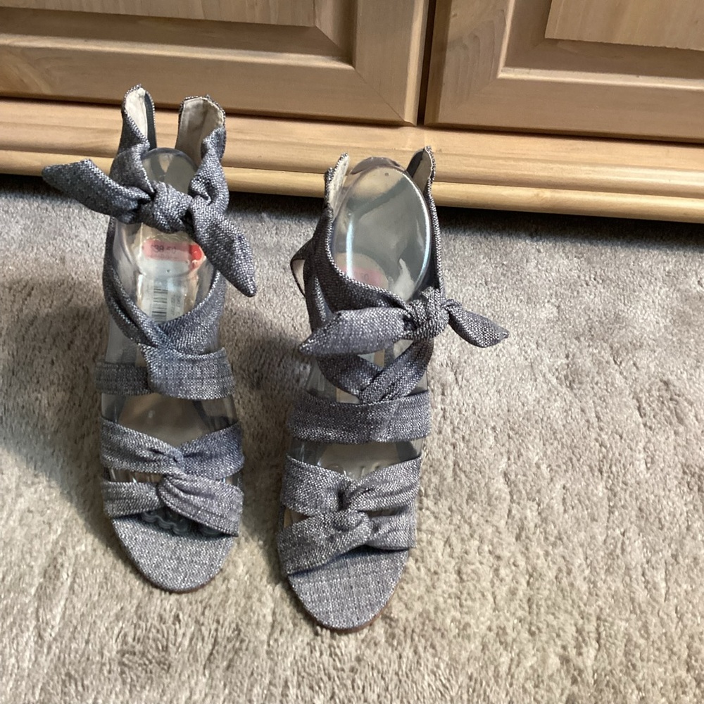 Grey Linen Heels